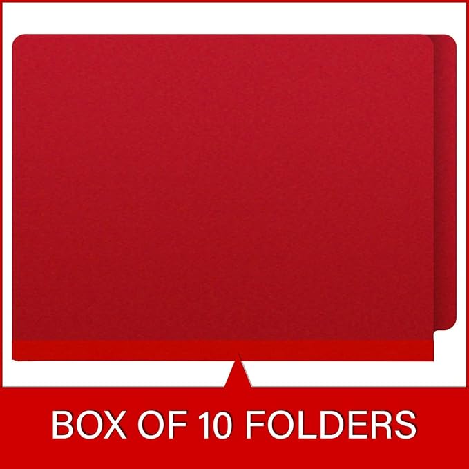 25 Pt. Pressboard Classification Folders, Full Cut End Tab, Letter Size, No Dividers, Deep Red (Box of 25)