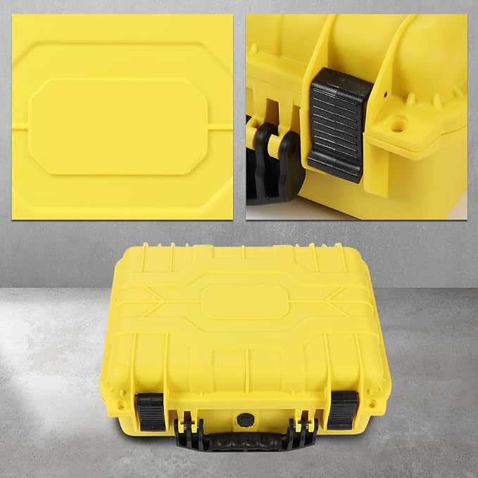 CROSSDESIGN Storage Box for Collectible Cards, Tools, Screws, Craft Supplies DIY Adjustable Organizer Box with Removable Dividers & Protective Foam, Lightweight Stackable Storage Container Yellow