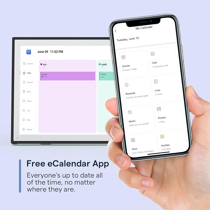 Digital Calendar, Smart WiFi Electronic Calendar&Chore Chart, IPS Touch Screen HD Display for Family Schedules, Share Moments Instantly from Anywhere (Black, 10.1)