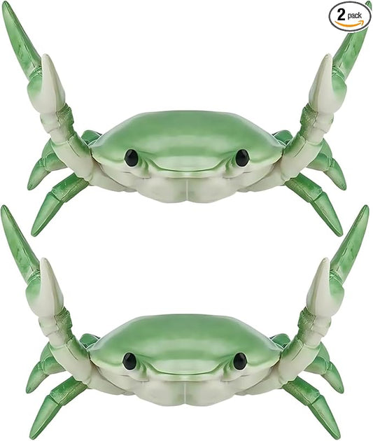 2Pcs Creative Crab Pen Holder Weightlifting Crabs Pen Stand Storage Rack, Office Desktop Decoration, Pencil Holders Desk Supplies Holders and Dispensers, Desk Accessories and Workspace (Green)