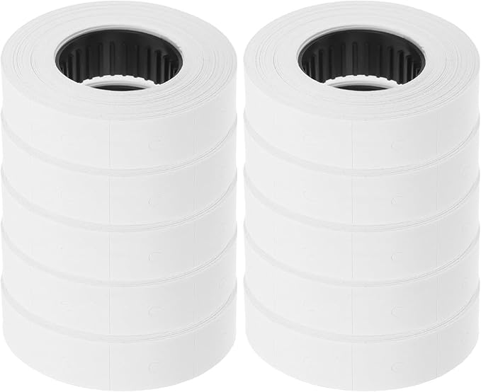 Healifty 10 Rolls Double-Row Price Marker Labeler Paper Roll 500 White Stickers Set for Price Labeller Accessories Office Pricing Labels
