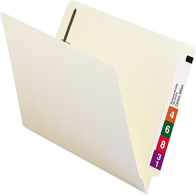 Smead End Tab Pocket Folder with Fastener, Straight-Cut Tab, 1 Pocket, Letter Size, Manila, 50 Count