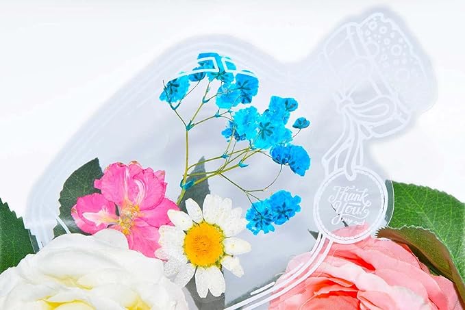 40PC Large Size Bookmark, Flower Page Clips Bookmarks, Children Gifts Handmade DIY Transparent Beautiful Flower Page, Glass Bottle Wishing Bottle Stickerr