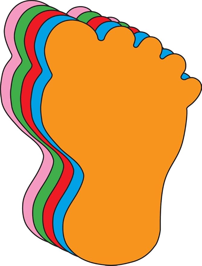 Foot Large Assorted Color Creative Cut-Outs 31 pcs 5.5in Classroom Footprint Crafts FEET Decorations Holiday Bulletin Boards Kids School Craft Projects Teacher Supplies Made in USA