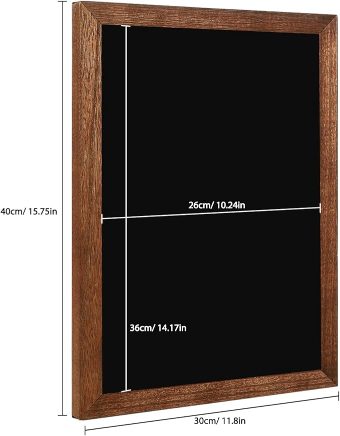 TORASO Chalkboard, Wood Frame Magnetic Chalkboard Sign, Walnut Wood Framed Chalk Board for Wedding, Kitchen, Bar, Restaurant, Menu & Home Decor, Hanging Chalkboards, 11.8" x 15.7"(BN-3040)