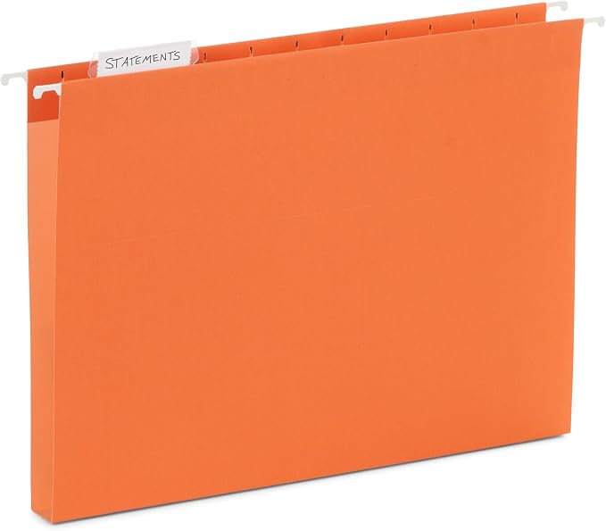 25 Blue Summit Supplies Hanging File Folders 1 inch Expansion, Assorted Colors Hanging File Folders Extra Capacity 1 inch, 11PT Paper, 1 inch Expandable File Folders, 25 Pack
