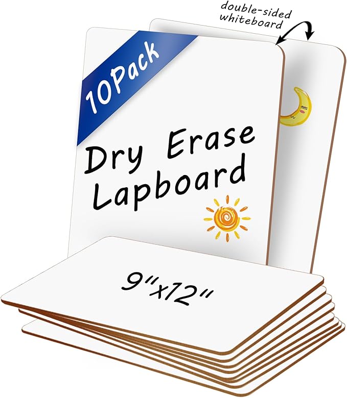10 Pack Double Sided Dry Erase Boards Classroom Pack 12'' x 9'' Small Whiteboards for Office Teachers Students Schools Supplies Answer Dry Erase Paddles Mini Whiteboard