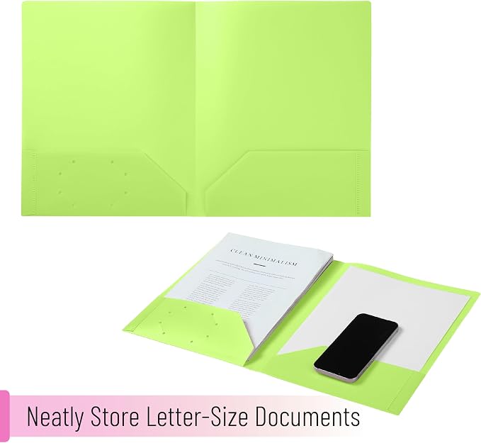Mr. Pen- Plastic Folders with Pockets, 5 pcs, Aesthetic File Folder with Business Card Slot, 2-Pocket Folder, Back to School, Office, Filing Supplies