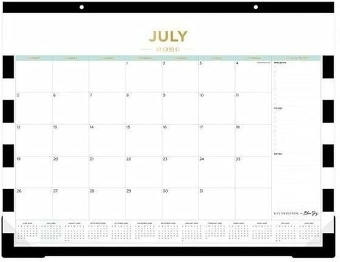 DESK PAD PLANNING CALENDAR DD RUGBY STRIPE BLACK - 22X17 AY26-27 MONTHLY