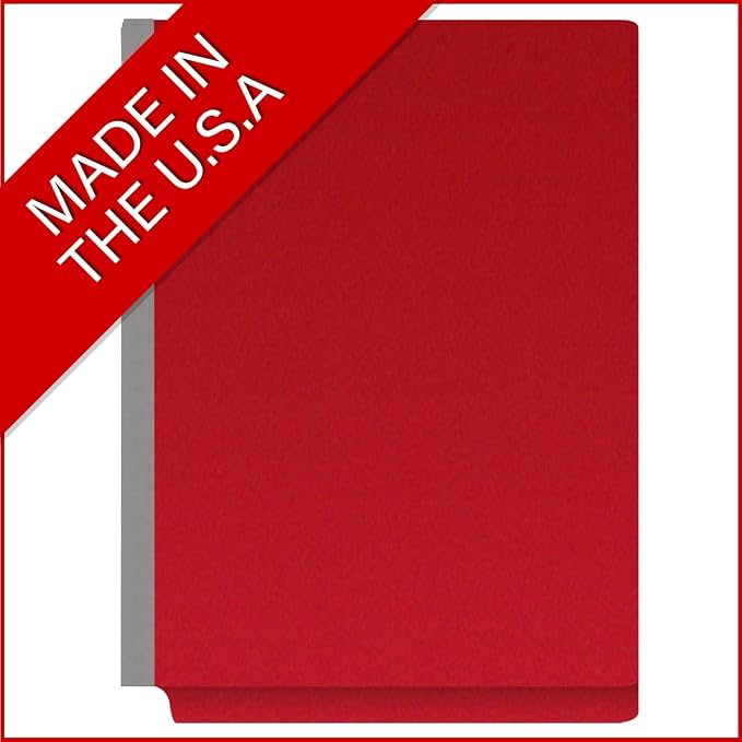 25 Pt. Pressboard Classification Folders, Full Cut End Tab, Letter Size, 2 Dividers, Deep Red (Box of 10)
