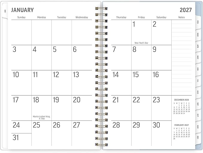 Blue Sky 2027 Weekly and Monthly Large Print Planner Calendar, January 2027 - December 2027, 5" x 8", Flexible Cover, Laminated Tabs, Durable Twin Wire Binding, Moyer