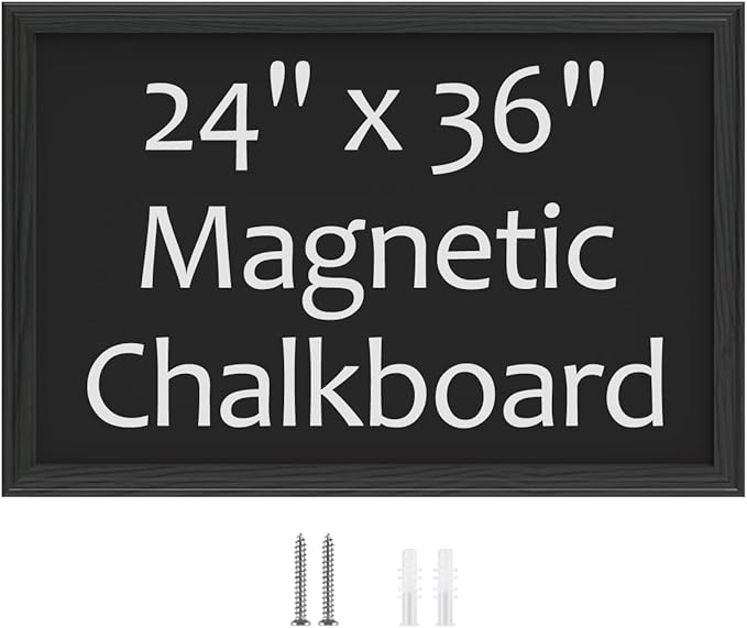 TORASO Chalkboard, Wood Frame Magnetic Chalkboard Sign, Black Wood Framed Chalk Board for Wedding, Kitchen, Bar, Restaurant, Menu & Home Decor,Large Chalkboards, 23.6" x 35.4"(BK-6090)