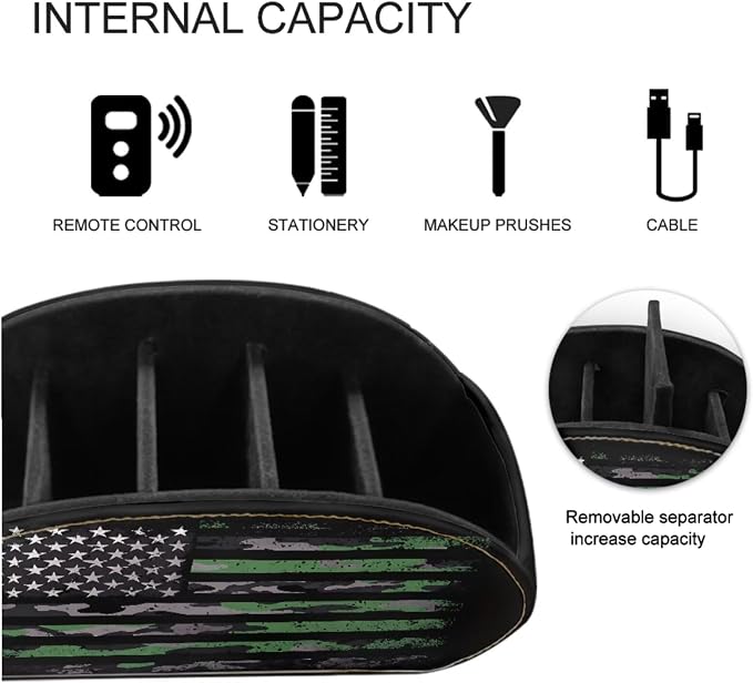 American Camouflage TV Remote Holder with 5 Compartments, Office Desk Organizers Nightstand Organizers/Bedside Table Accessory, Storage for Controllers/Media Players