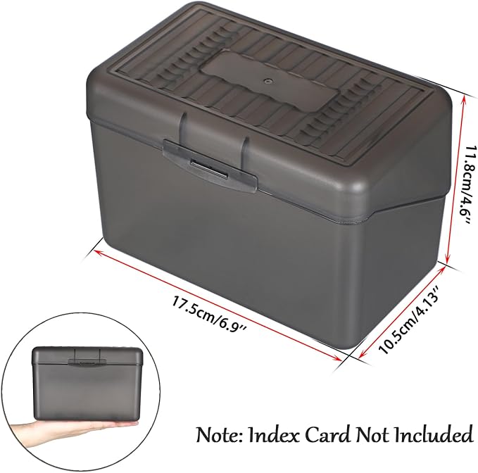 BTSKY 1 Pack 4 x 6 inch Index Card Box-Index Card Holder Notecard Box Recipe Card Box Plastic Storage Organizer for Filling Index Cards,Note cards, Flashcards, Recipes and etc,Grey