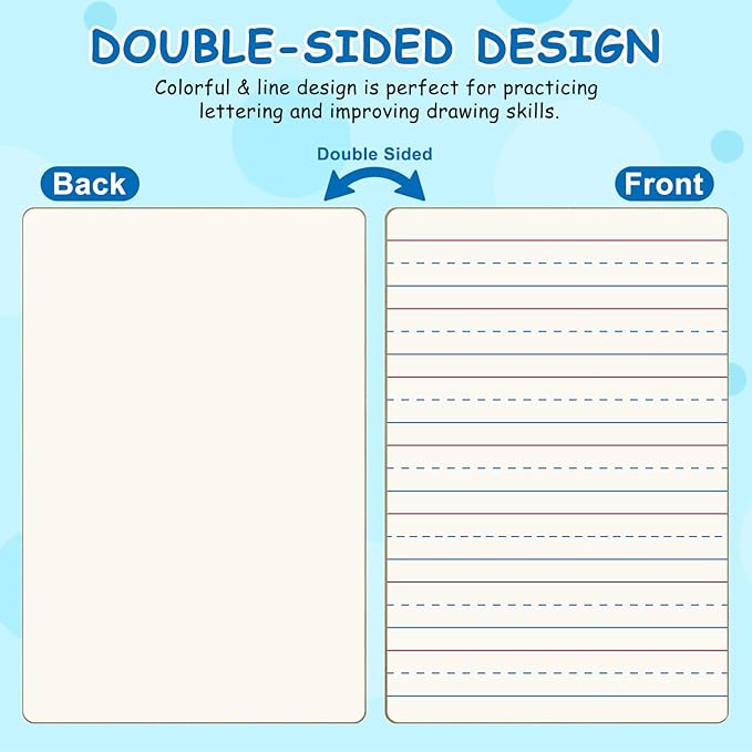 6-Pack Dry Erase Boards, Double-Sided Mini Whiteboards with Lines for Kids, Students, Teachers – 6"x9" Lined Whiteboards for Math & English Writing Practice, Classroom Essentials