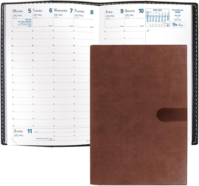 Quo Vadis 2026 Business - Weekly Planner - 12 Months, Jan. to Dec. - 4 x 6" - Smooth Faux Suede Texas Chocolate Cover- Time Management Appointment Organizer