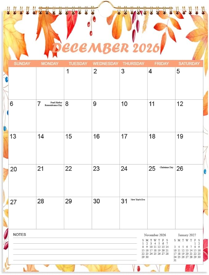 2026-2027 Calendar - Wall Calendar from Apr 2026 to June 2027, 15 Monthly Calendar with Seasonal Designs for Planning and Organizing for Home or Office, 11.5 x 14.5 In Calender 2026-2027 Monthly