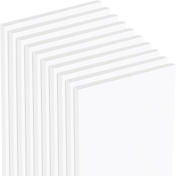 Mat Board Center, Pack of 10 8x10 Foam Board, 1/8" Thick, Lightweight White Foam Core Boards for Photo Mounting, Display and Craft
