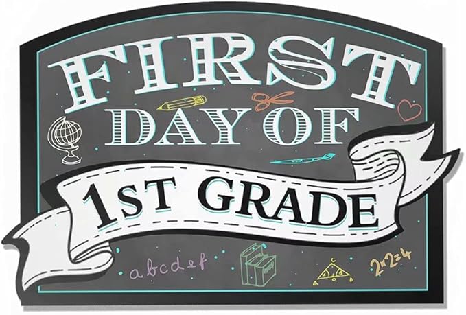 AAROENLYS Wood Signs First Day of School Chalkboard Style Sign Board Plaque Back to School Sign Photo Props for Kids/Girls/Boys Preschool Kindergarten 1st Grade 10x 15