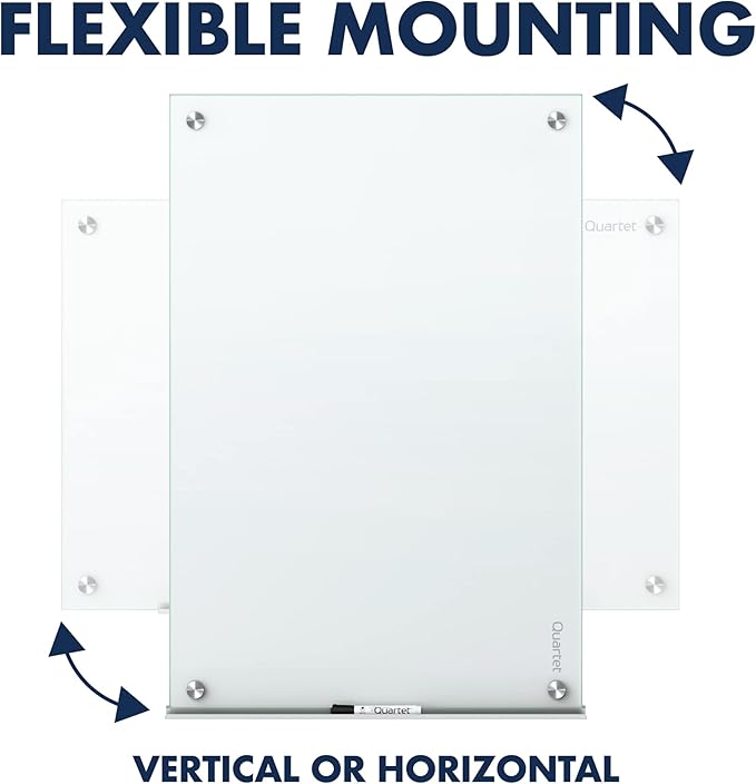 Quartet Glass Whiteboard, Non-Magnetic Dry Erase White Board, 36"W x 24"H, Includes Accessory Tray, 1 Marker and 2 Glass Board Magnets, White Surface, Infinity (G3624NMW)