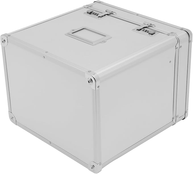 Locking File Organizer Box,Portable File Organizer Storage Chest with Handle Letter Box,13.8 x 10 x 13.4 Inch Metal File Cabinet for Filing Office Documents Letter/Legal File Storage (Silver)