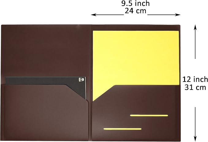 Youngever 6 Pack Heavy Duty Plastic Two Pocket Folders, Heavy Duty Plastic 2 Pocket Folder (Brown)