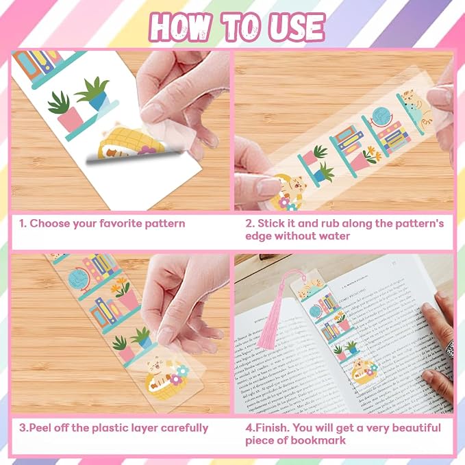 Peacoblue 30pcs UV DTF Bookmarks Transfer Stickers Wraps Bookshelves and Green Plants for Women Men Reading, Waterproof Bookmarkers Decal(No Blank Bookmarks) for Acrylic Plastic Metal Blank Bookmark