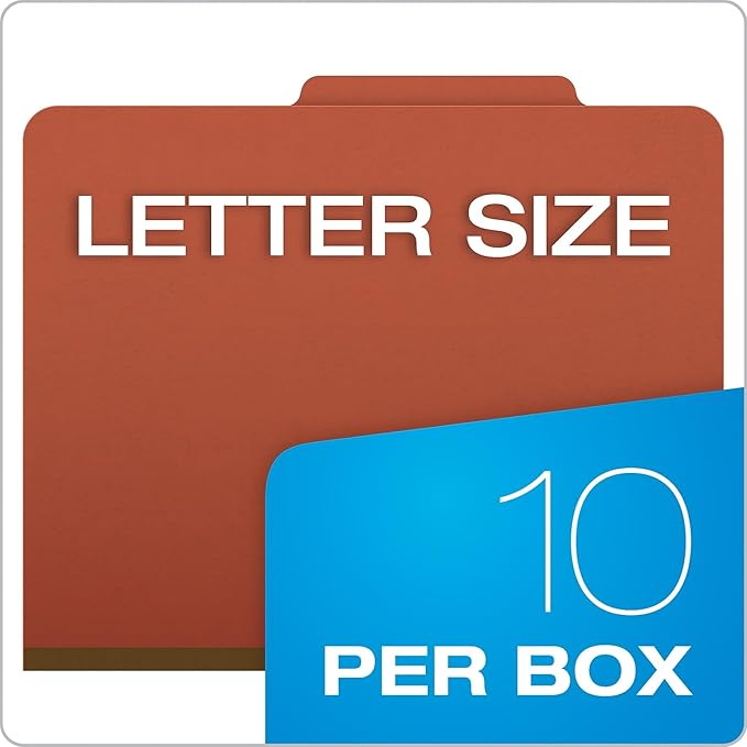 Pendaflex Moisture-Resistant Classification Folders, Letter Size, Red, 10 Count (Pack of 1)