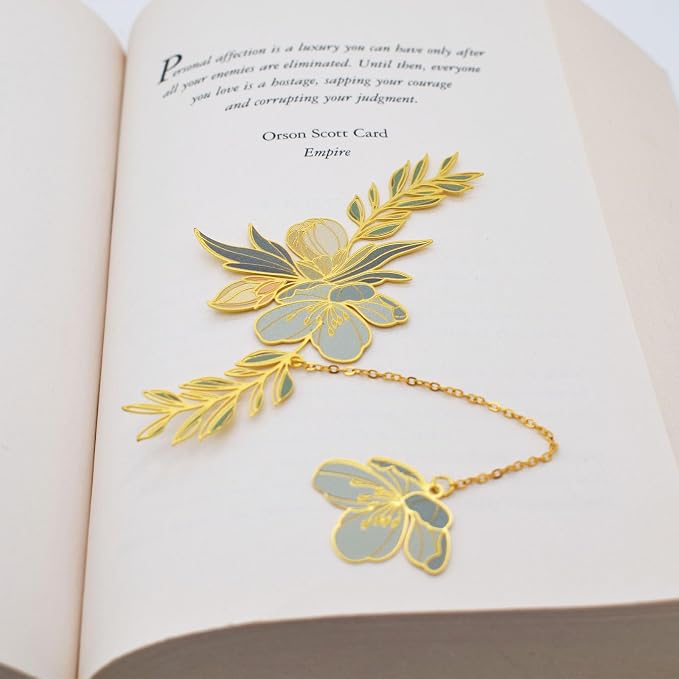 BLBMH Flowers Bookmark for Women Mother's Day Teacher Appreciation Birthday Christmas Unique Cute Funny Metal Book Marks for Girls Mom Readers Book Lovers - F1 Green