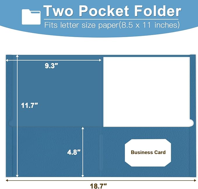 Folders with Pockets, LAYZZ 30 Pack Paper Pocket Folders, 2 Pocket File folders Fits Letter Size Paper, for School Office and Home (Blue)