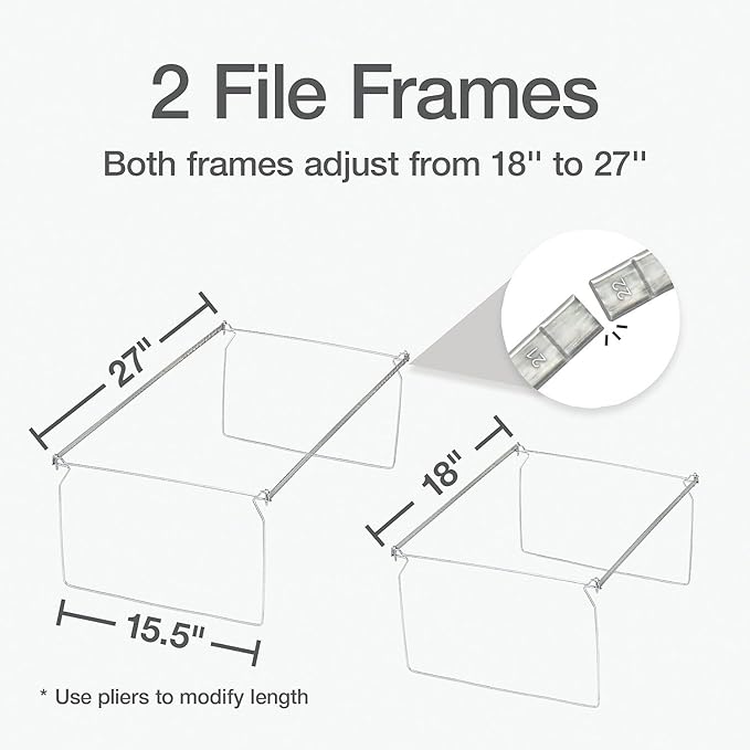 Pendaflex Adjustable Hanging File Frame, Legal, Gray, 2/Box (1006954)