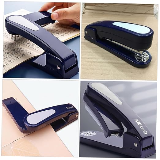 SEWACC Multi-Function Rotary Desk Stapler 360° Rotating Office Binding Stapler for Home and School Use Portable with One-Hole Puncher Black