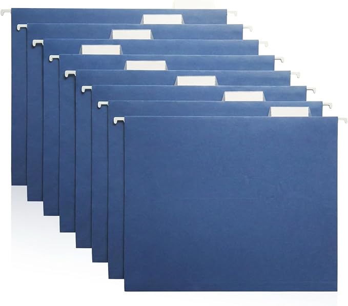 Blue Hanging File Folders – 8 Pack, Letter Size File Organization Folders for Home, Office, School & Filing Cabinets