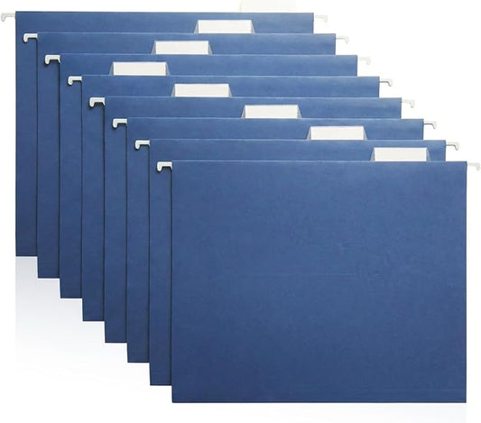 Blue Hanging File Folders – 8 Pack, Letter Size File Organization Folders for Home, Office, School & Filing Cabinets