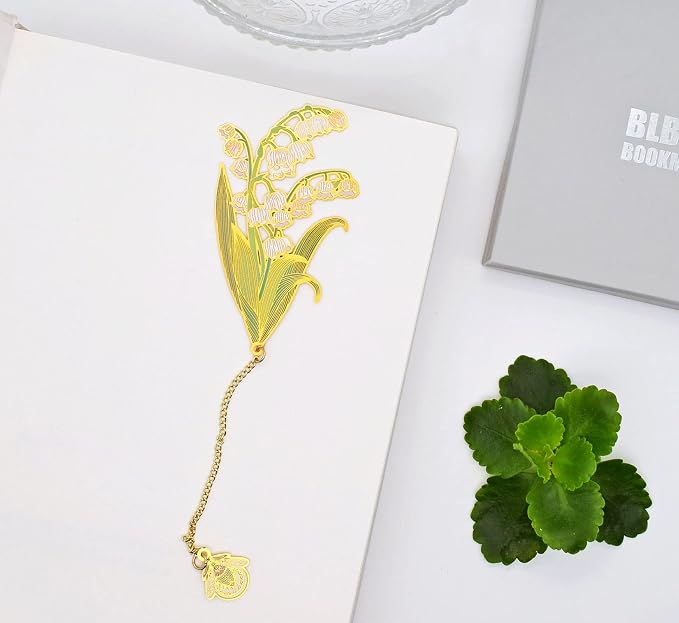 BLBMH 4in1 Metal Flower Bookmarks Birthday Gifts for Women Girl Unique Mother's Day Teacher Appreciation Gifts for Book Lovers Friends Readers Graduation Gifts Book Markers - Lily of the Valley 2