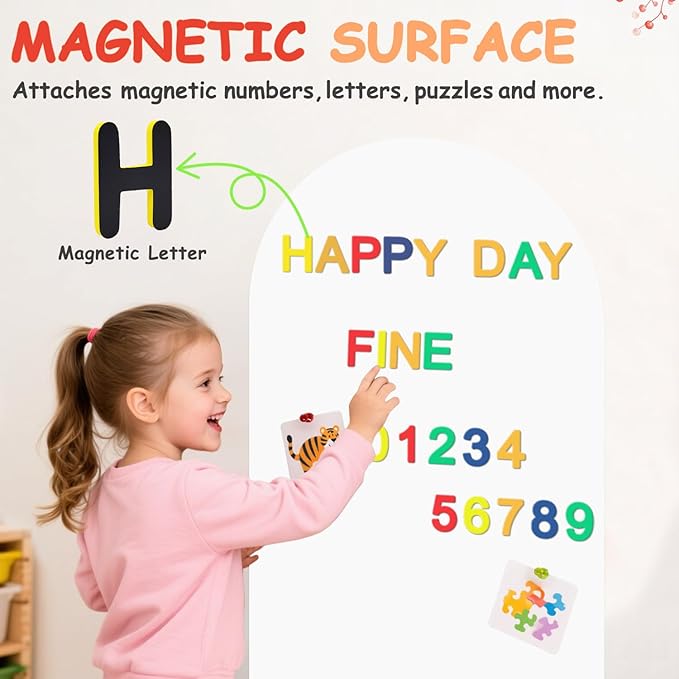 Arch Magnetic Wall Decal for Kids 39.3x17.5 Inch White Magnetic Chalk Board Sticker Magnet Chalkboard for Wall Peel and Stick Self Adhesive Blackboard Multifunctional for Playroom Home School