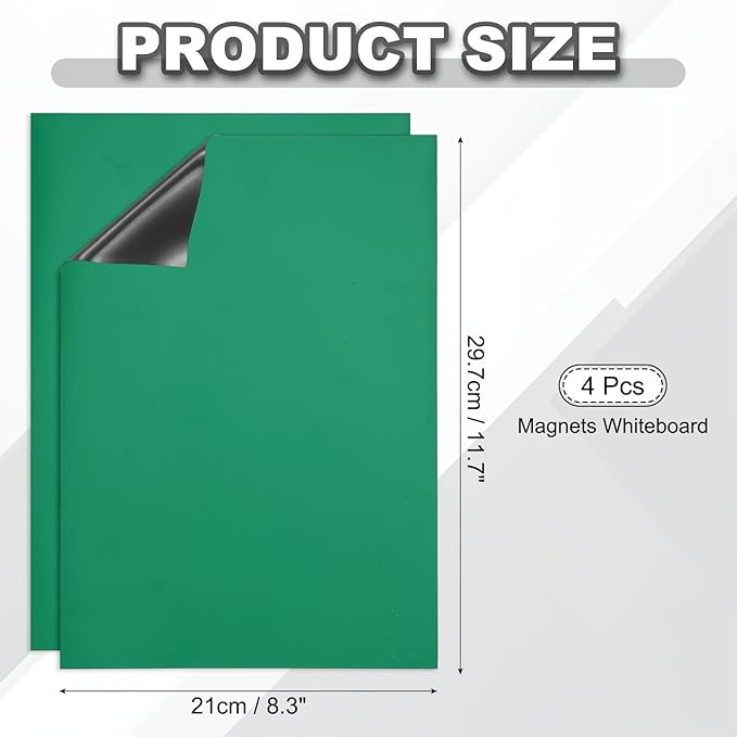 PATIKIL Dry Erase Board, A4 4 Pack Magnets Whiteboard Fridge Calendar to Do List Magnetic Board Office Supplies for Home Kitchen Refrigerator Desk Wall, Green