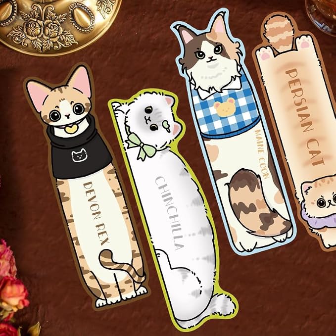 30 Pcs Cute Cat Bookmarks,Bookish Gifts for Cat Lovers,Book Lovers Valentines Gifts,Cute Book Marks for Reading Women Kids Book Reading Accessories Readers Gifts