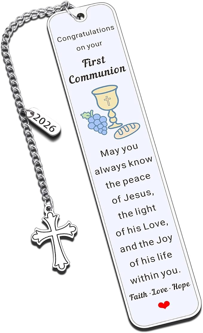 2026 First Communion Gifts for Boys Girls 1st Communion Party Favors Gifts for Boys Girls Bookmark Christian Easter Basket Stuffers for Teens Teenage Boy Girl Catholic Religious Easter Gift for Kids