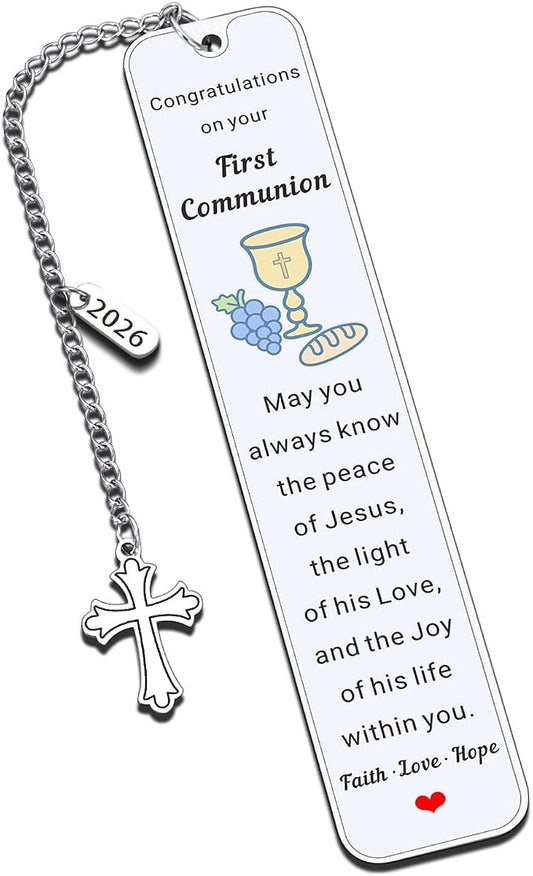 2026 First Communion Gifts for Boys Girls 1st Communion Party Favors Gifts for Boys Girls Bookmark Christian Easter Basket Stuffers for Teens Teenage Boy Girl Catholic Religious Easter Gift for Kids