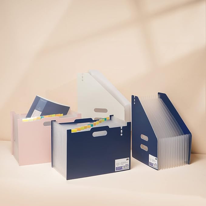 13-Compartment Expanding File A4 Expandable File Document Folder Expanding Folder Sorting Folder Size Large Capacity Waterproof (Blue in Vertical Style)