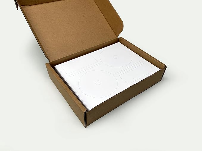 CD/DVD Label Full Face | Qty 100 Disc | 50 Sheets Total | Photo Gloss Finish | Memorex Small Center & Spine Compatible | Easy Peel | Inkjet Printer Guaranteed | Blank Labels