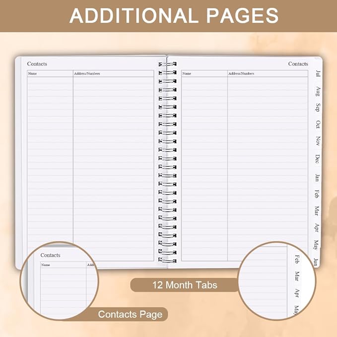 2025-2026 Planner - Planner 2025-2026 for Women & Men, July 2025 - June 2026, Monthly and Weekly Calender with 12 Monthly Tabs, 6.4" x 8.5", Brown
