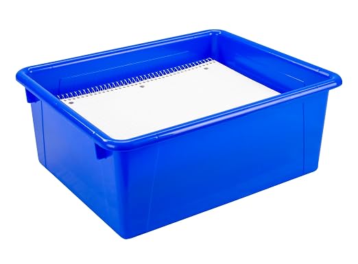 School Smart Sturdy Plastic Storage Tray, Multifunctional Design for Classroom, Home, and More, Letter Size, Blue