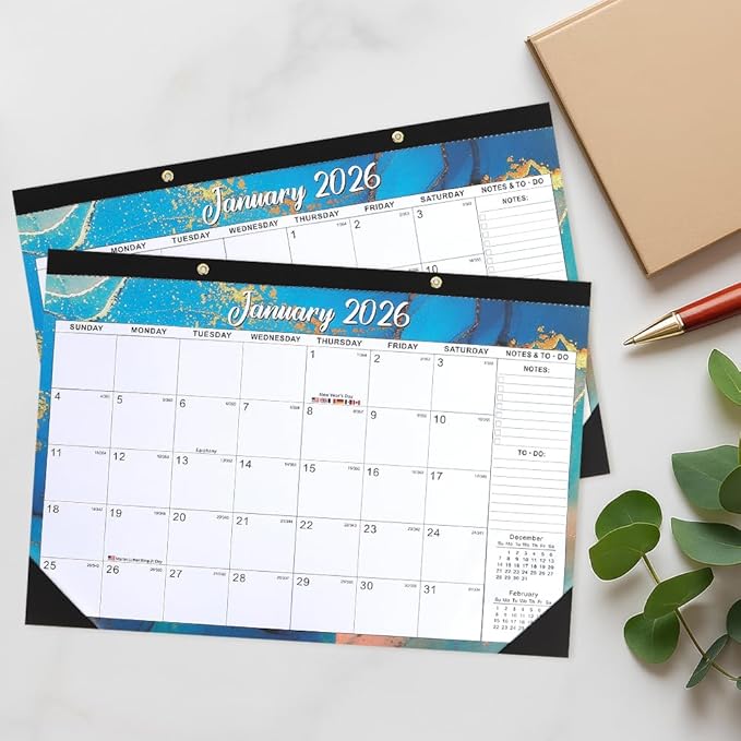 2026 Calendar, Desk Desktop Calendars 2026-2027, 18 Month from Jan 2026 - Jun 2027 Large Wall Calendar Month Planner Organizer with Corner Protectors for Home Office Teacher School Supplies 17x12 IN