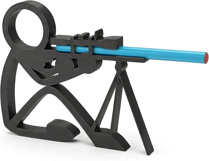 3D Printed Humanoid Pose Pencil Holder, Creative Pencil Stand Desk Organizer, Fun Cute Office Decor for Home School (Sniper)