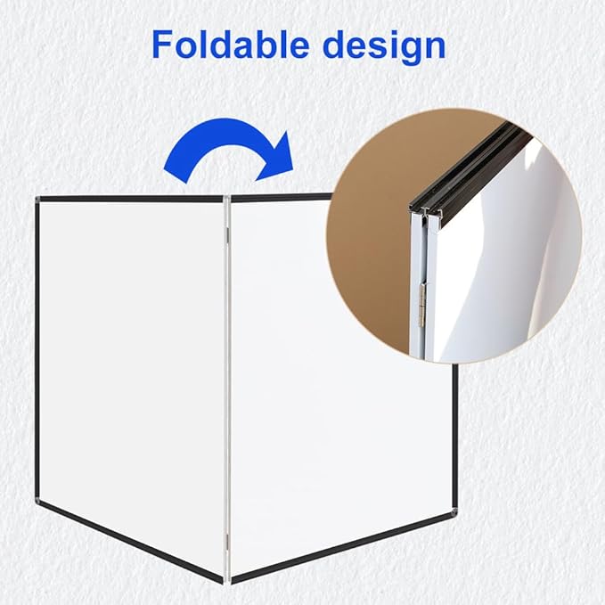 Large Magnetic Whiteboard 60 x 36 Inch, Foldable Dry Erase White Board with Pen Tray, Black Aluminum Frame Folding Message Presentation Board for Wall