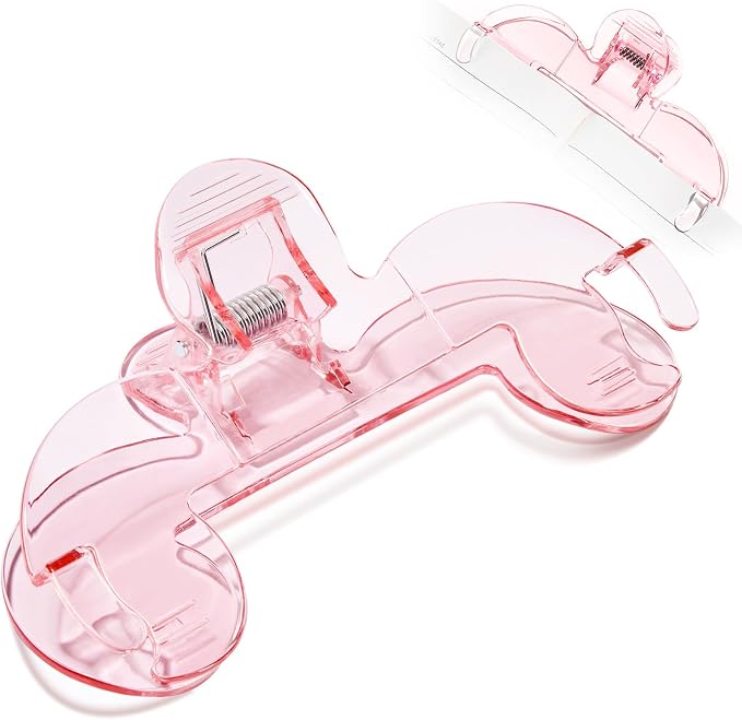 Transparent Book Page Holder for Reading, Large Book Clips to Hold Book Open, Page Holder Clip for Fixing Music Book, Page Marker for Teaching, Cooking （Pink）