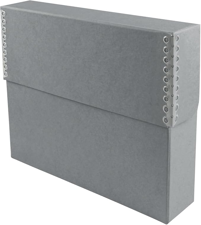Lineco Archival Document Storage Box with Metal Edge, Acid-Free Gray Boxboard, Organize and Store Files, Prints, Photos, Legal-Sized Case 15.5" x 10.5" x 2.5" Wide