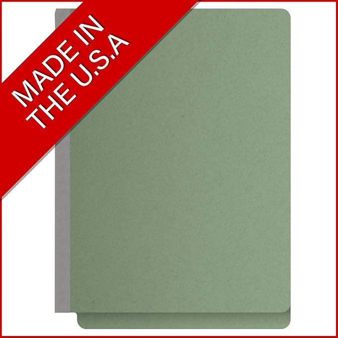 End Tab Pressboard Folders, Letter Size, 2" exp, Fasteners Pos #1 & #3, Green (Box of 25)
